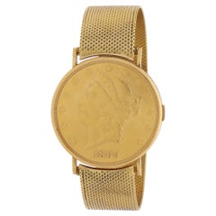 Vintage Piaget Twenty Dollar Coin Manual Wind Dress Watch Bracelet in 18k Gold
