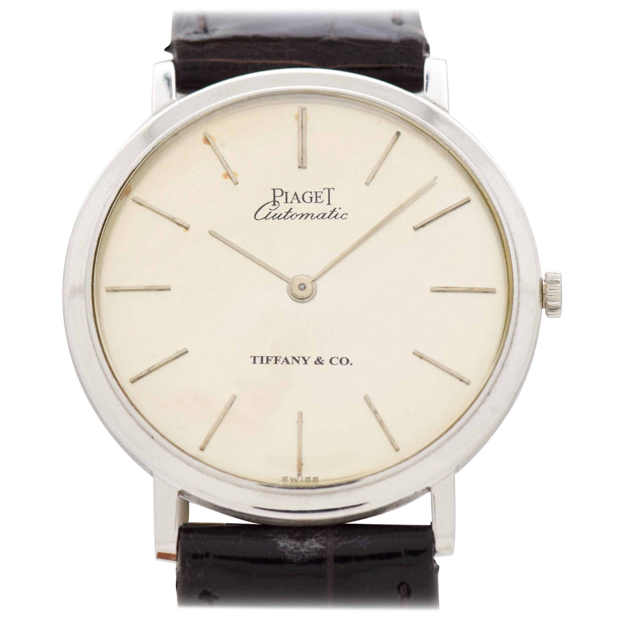 Vintage Piaget Ultra-Thinomatic 18 Karat Gold Watch Retailed by Tiffany & Co.