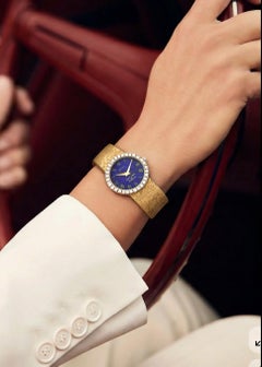 Reloj vintage Piaget Van Cleef & Arpels de oro de 18 quilates con esfera de lapislázuli y diamantes