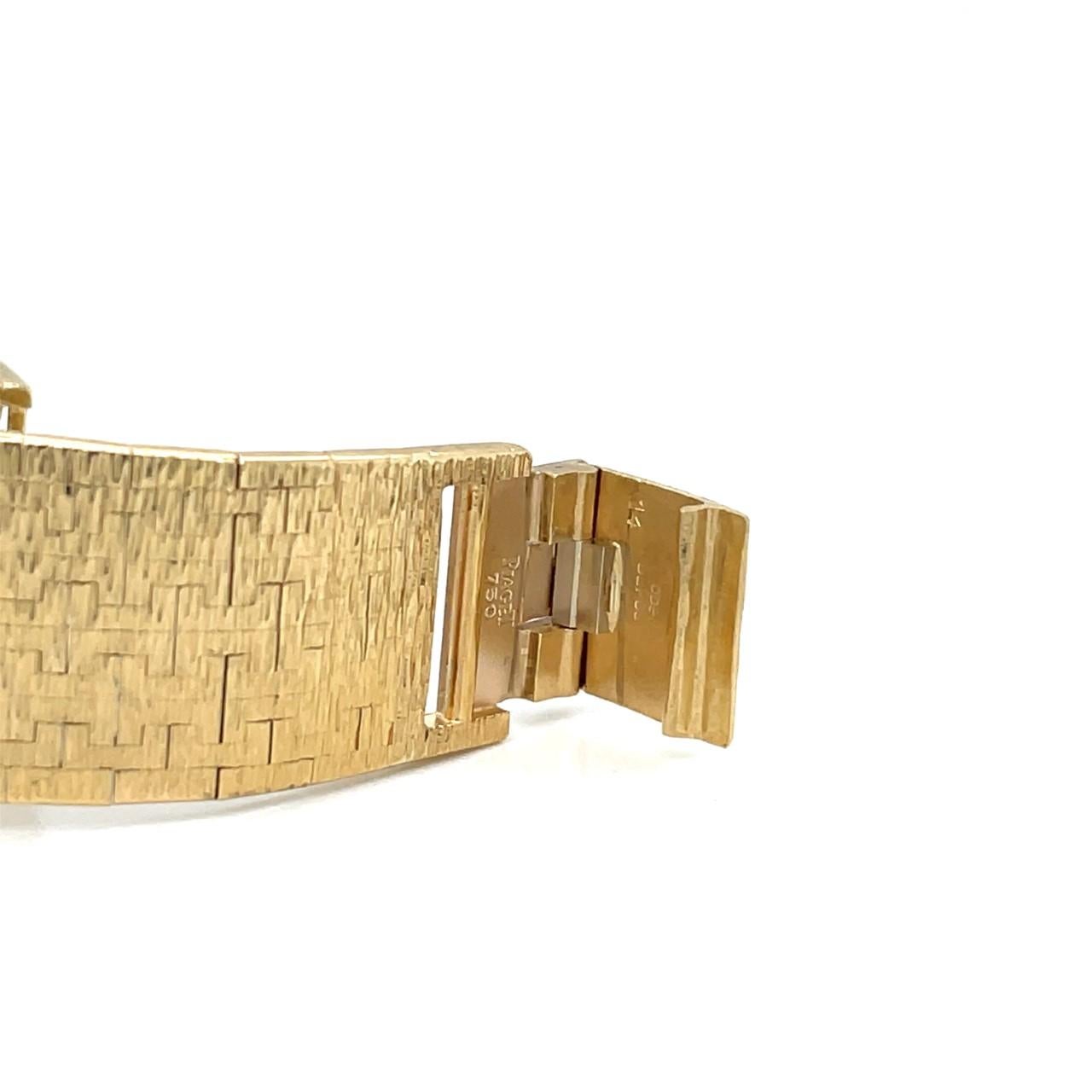 Marquise Cut Vintage Piaget Wrist Watch 18k Yellow Gold Diamond Bezel Black Opal Dial