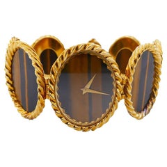 Vintage Piaget Wristwatch 18k Gold Tiger’s Eye Ladies Estate Jewelry