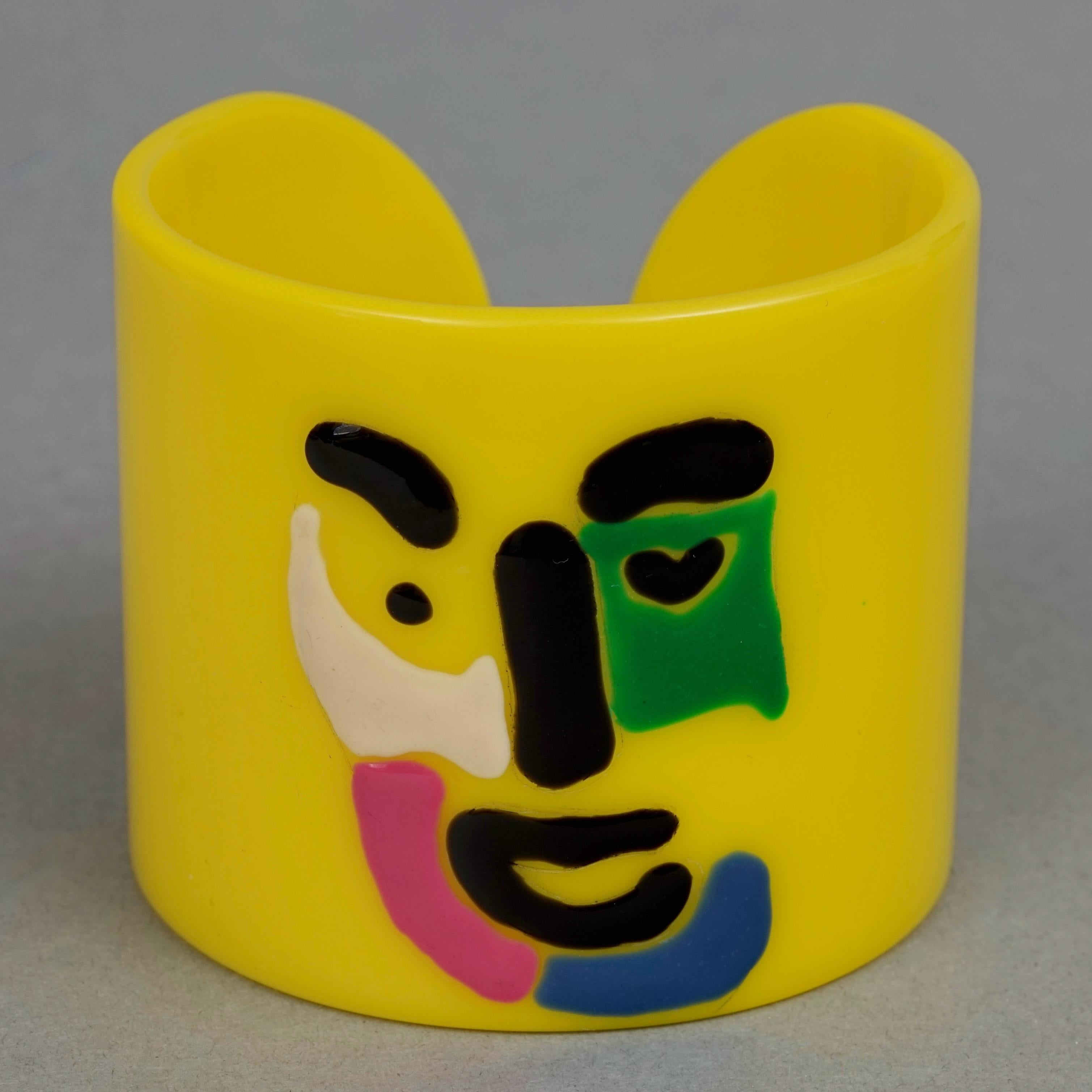 Vintage Picasso Abstract Yellow Lucite Cuff Bracelet 1