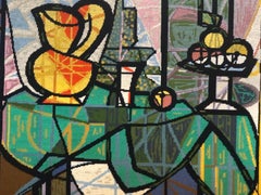 Vintage Picasso "After" Still Life wool needlepoint Tapestry, circa 1970s