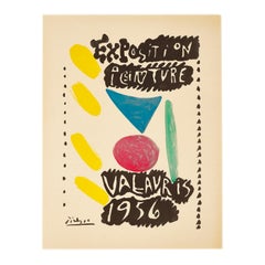 Vintage Picasso Exhibition Poster, Exposition Peinture Vallauris, 1956