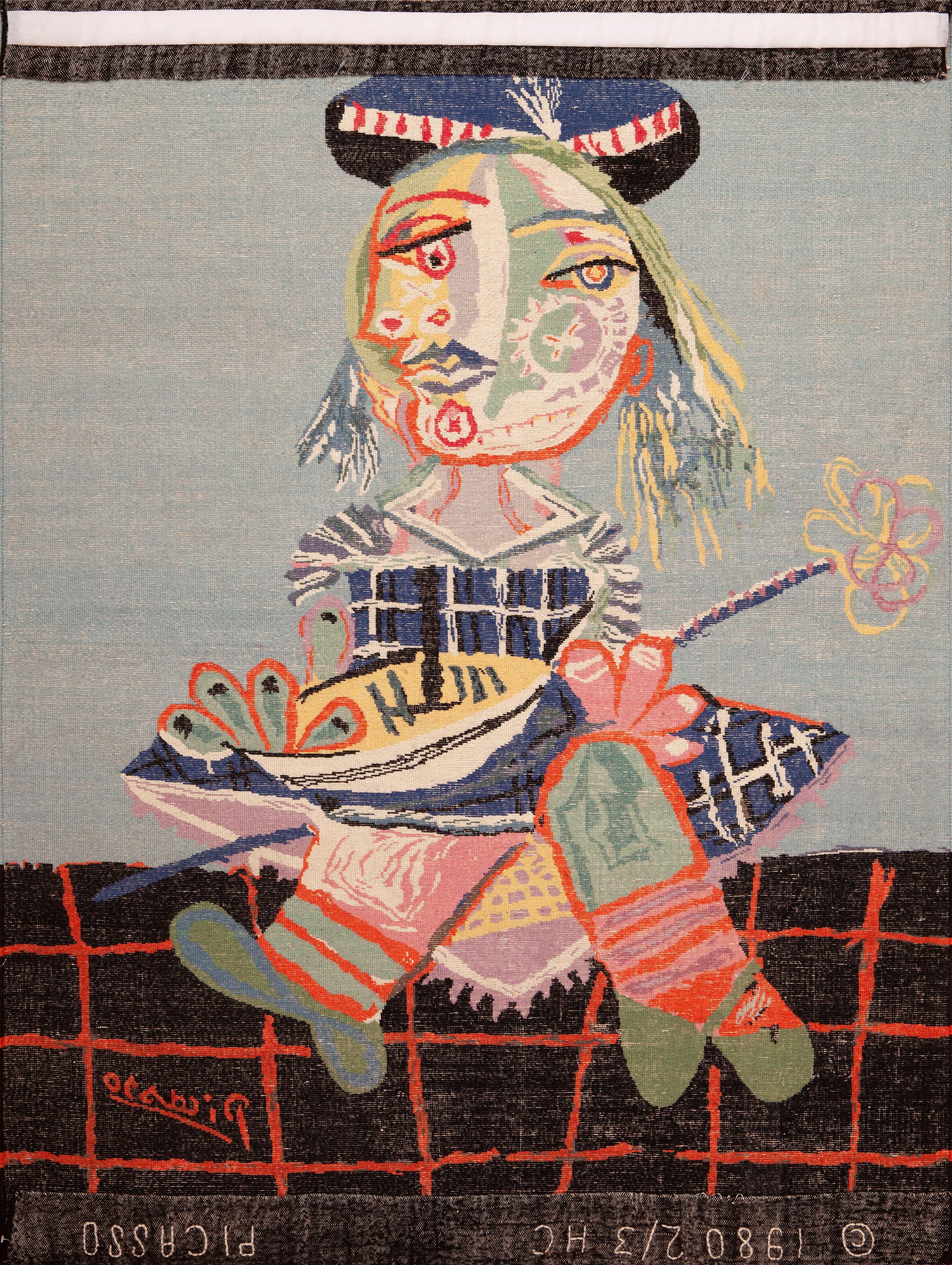 Vintage Picasso inspiriert Mitte des Jahrhunderts Wandteppich Teppich im Zustand „Gut“ im Angebot in New York, NY