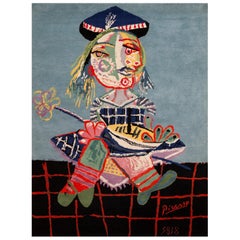 Vintage Picasso Inspired Mid-Century Tapestry Rug