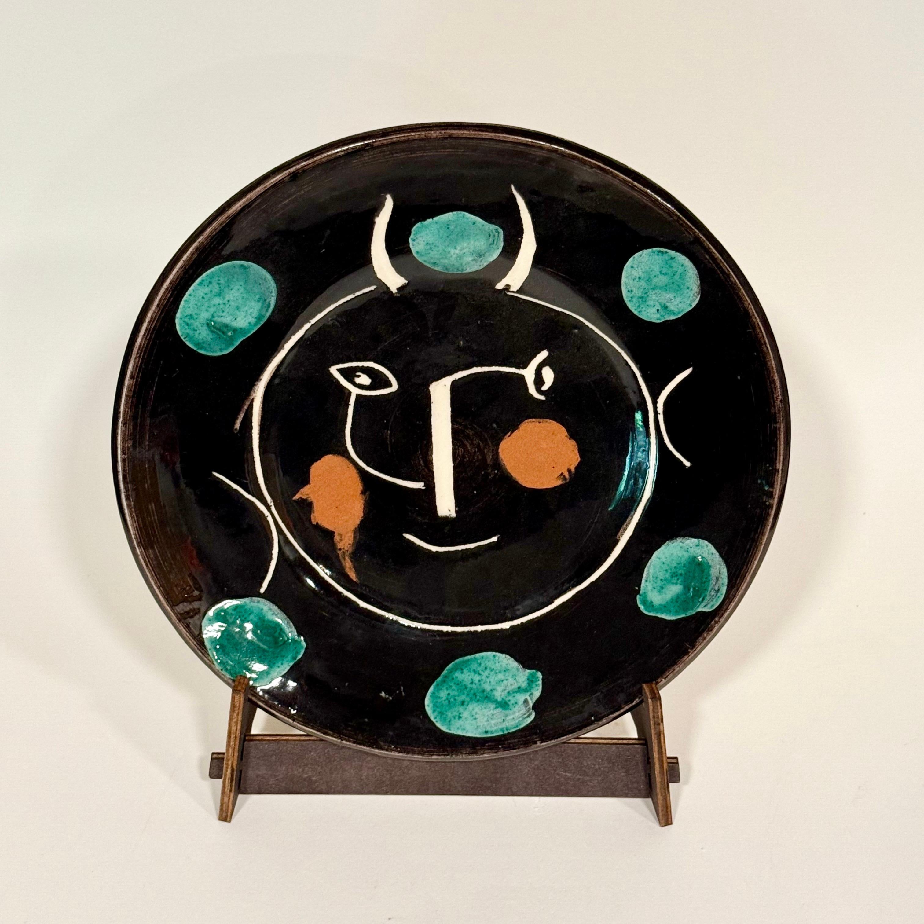 Modern Vintage Picasso Service Visage Noir Plate 1948 For Sale