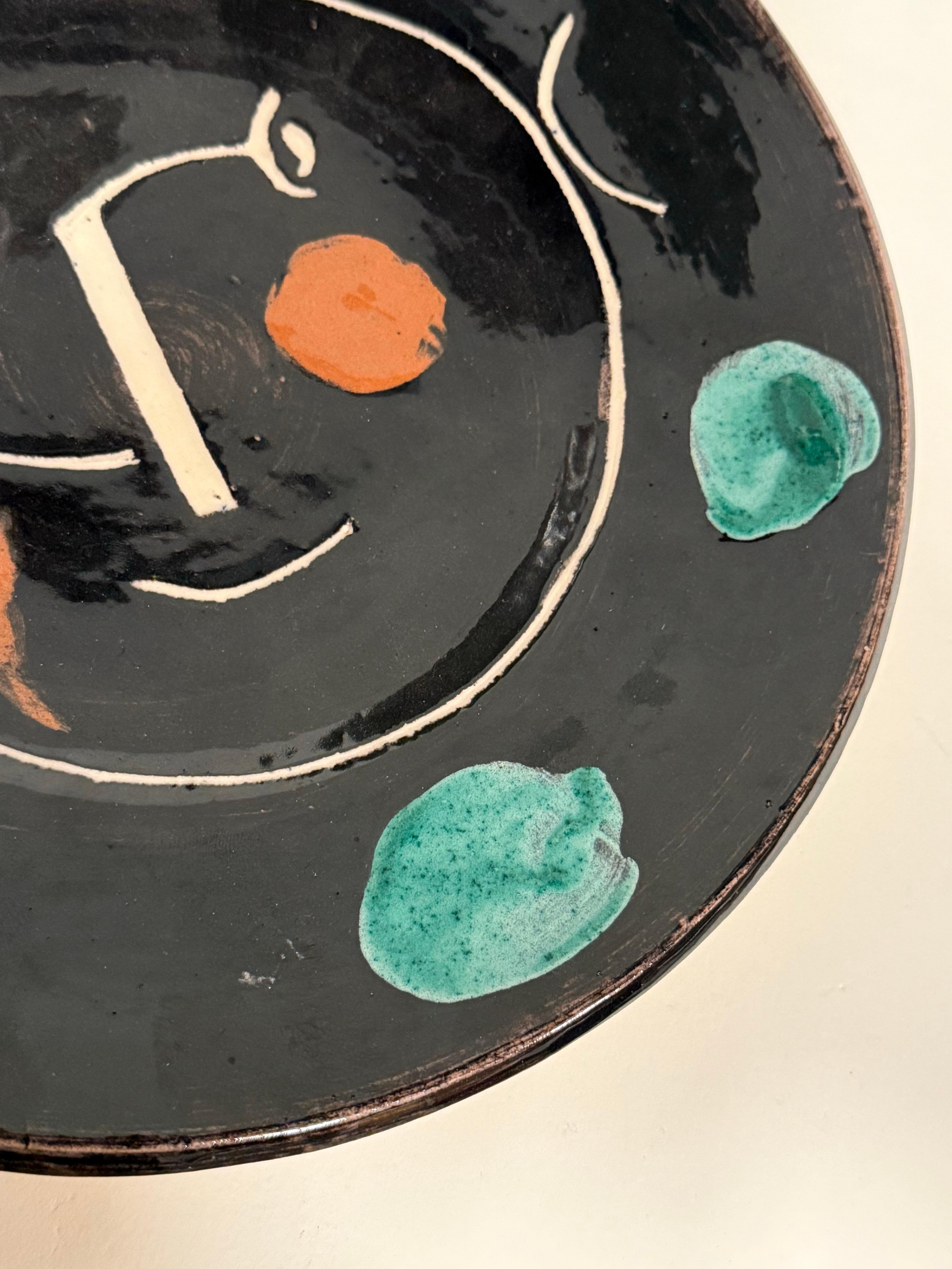 Mid-20th Century Vintage Picasso Service Visage Noir Plate 1948 For Sale