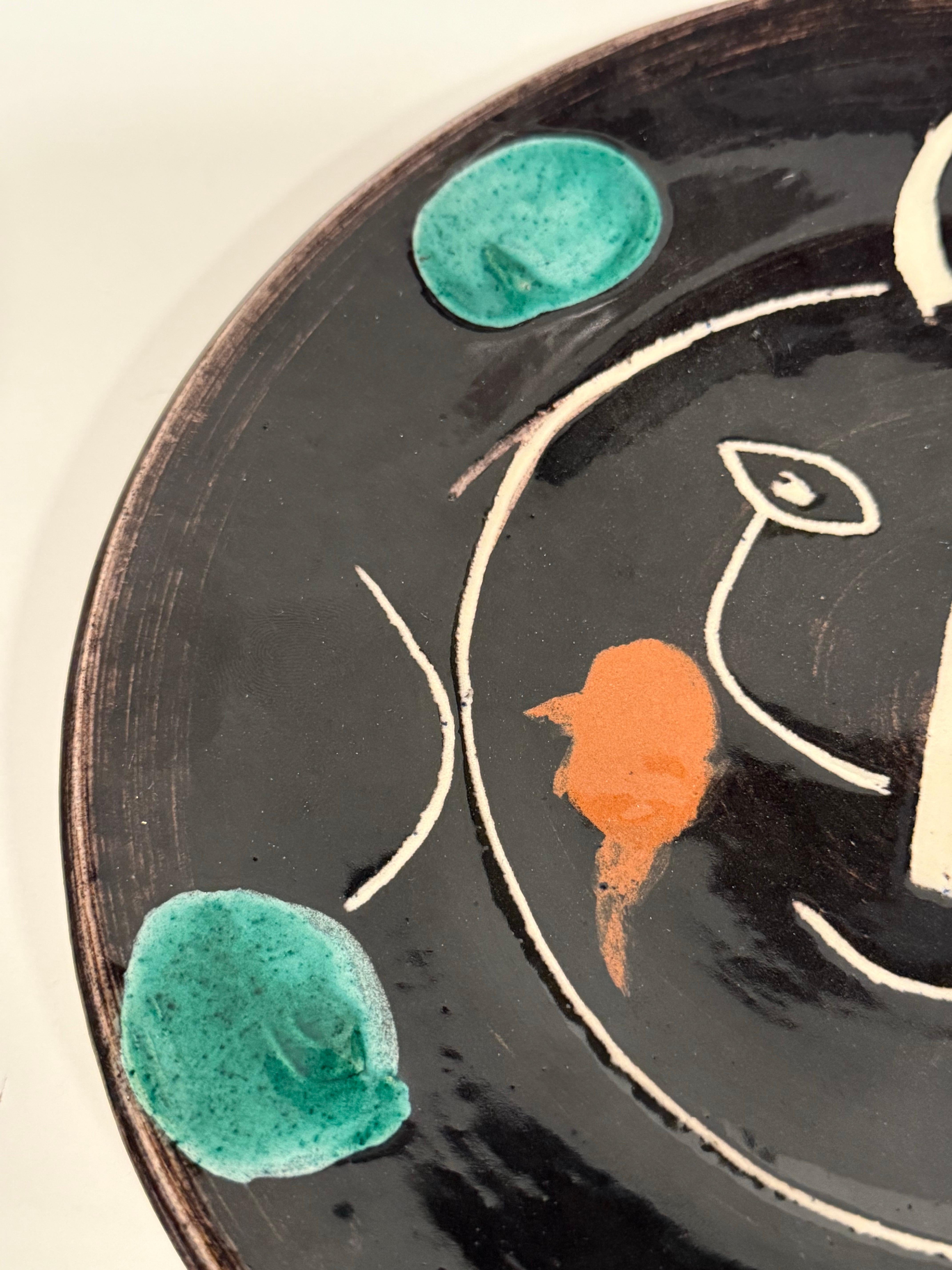 Clay Vintage Picasso Service Visage Noir Plate 1948 For Sale