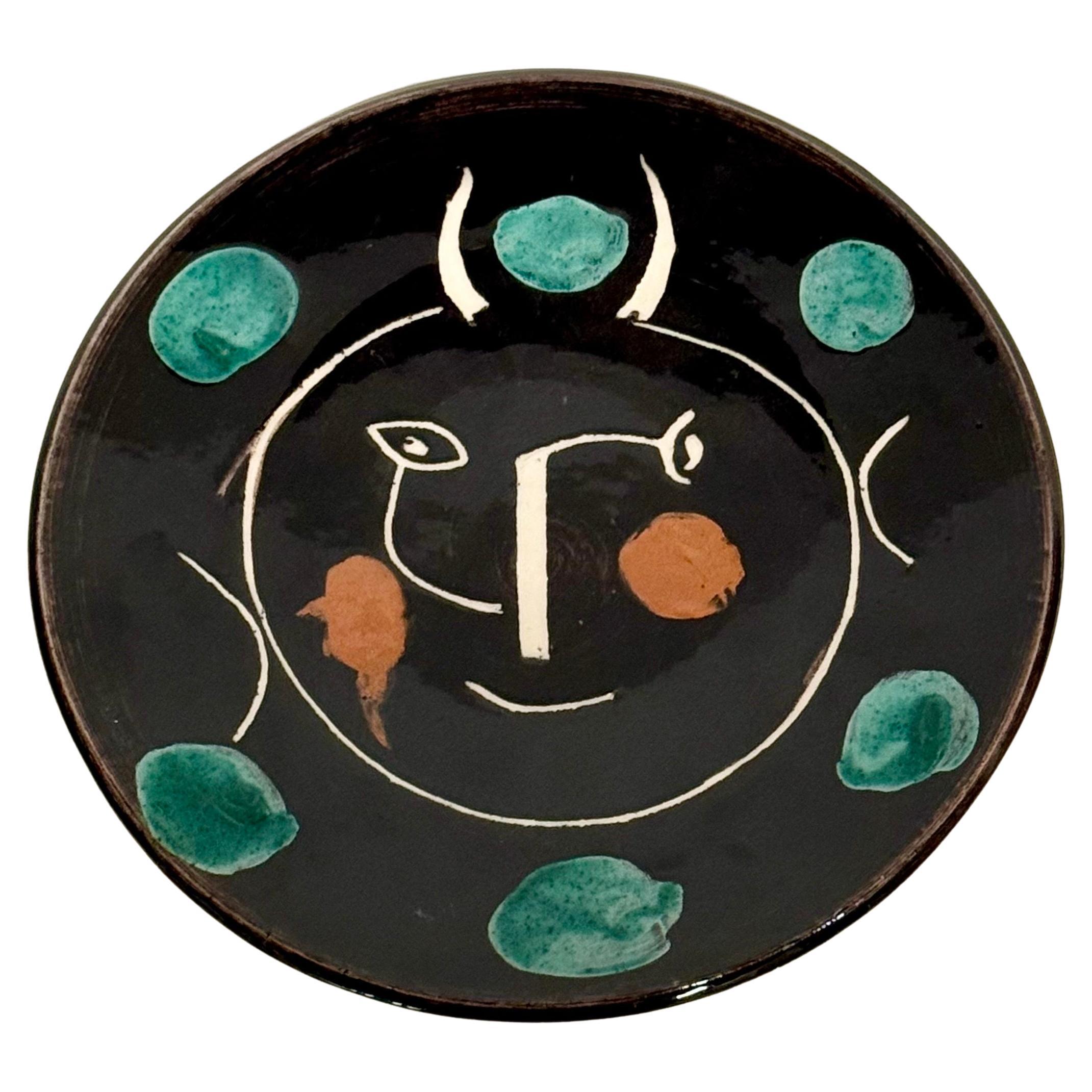 Vintage Picasso Service Visage Noir Plate 1948 For Sale