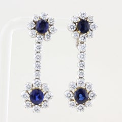 Vintage Picchiotti Natural Sapphire Diamond Drop Earrings