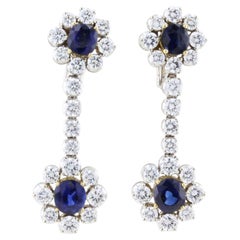 Vintage Picchiotti Natural Sapphire Diamond Drop Earrings