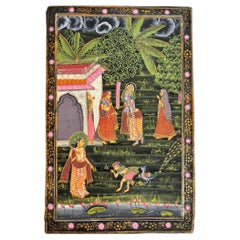 Vintage Pichhavai Painting of Krishna and Gopis, Gouache on Silk Rajasthan India