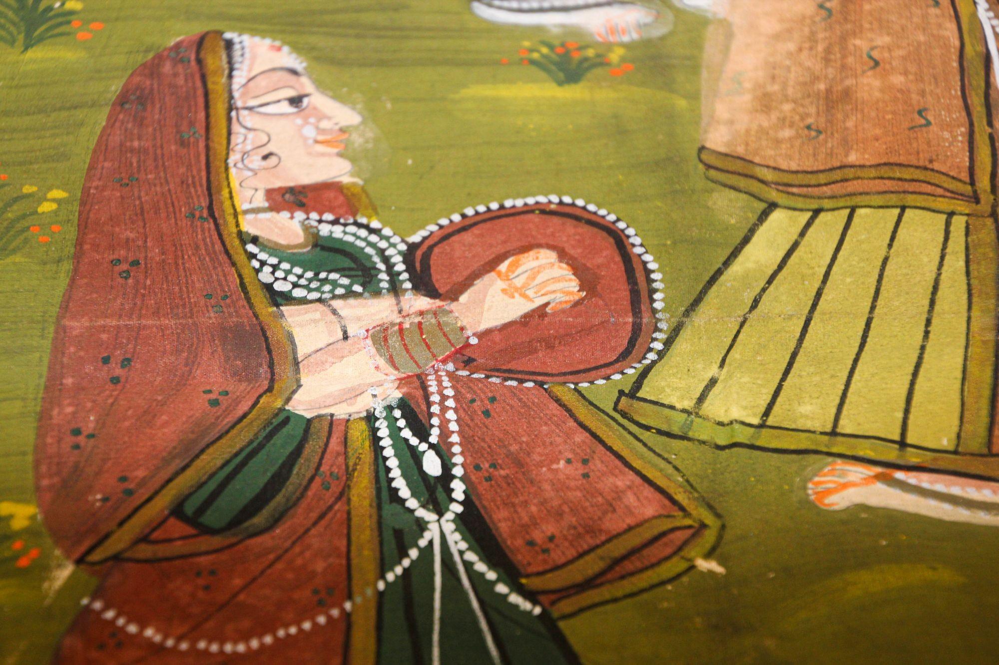Peinture vintage Pichhavai représentant Krishna avec une danse de chèvrefeuille en vente 10