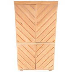 Vintage Pickled Wood Armoire in Chevron-Form by Kreiss, Ca. 1980's