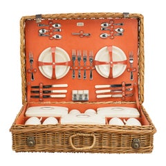 Vintage Picnic Set in Wicker Basket