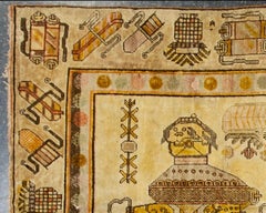 Vintage Pictorial Khotan Rug, circa 1920 4'11  x 8'10