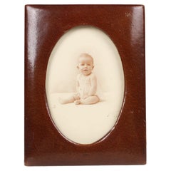 Vintage Picture Frame, Leather, 1940s, 1950s, 1960s, France, 6 x 8 cm