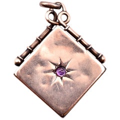 Vintage Picture Holder Pink Stone 8 Karat Rose Gold Pendant
