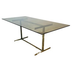 Vintage Pieff Smoked Glass + Chrome Dining Table by Tim Bates, 1970s