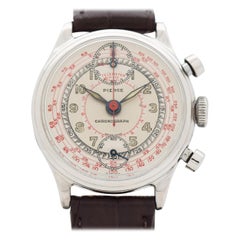 Reloj cronógrafo vintage Pierce de cromo y acero inoxidable, años 40