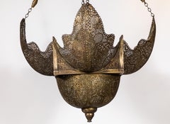 Vintage Pierced Brass Moroccan Pendant Light