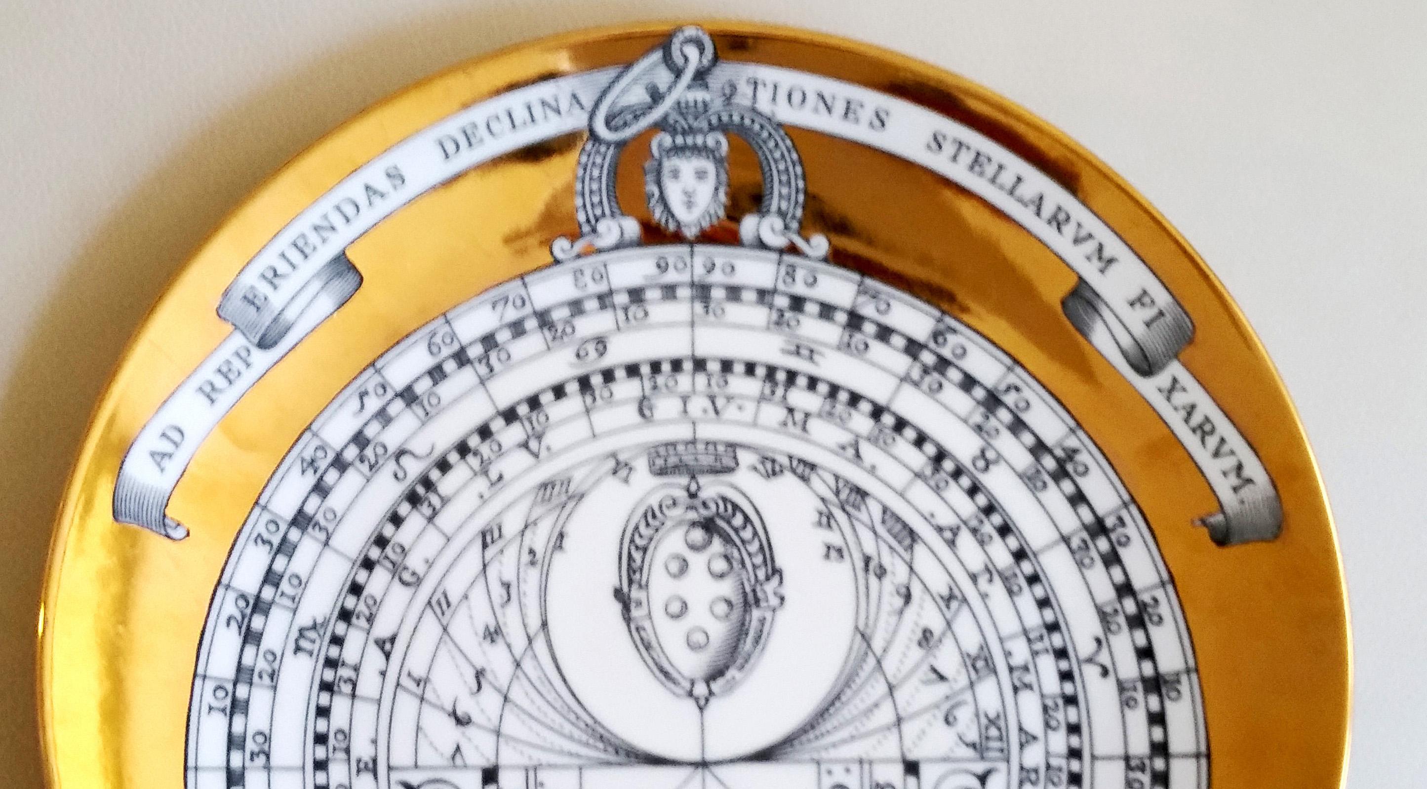 Italian Vintage Piero Fornasetti Astrolabe Porcelain Plate, Dated 1966