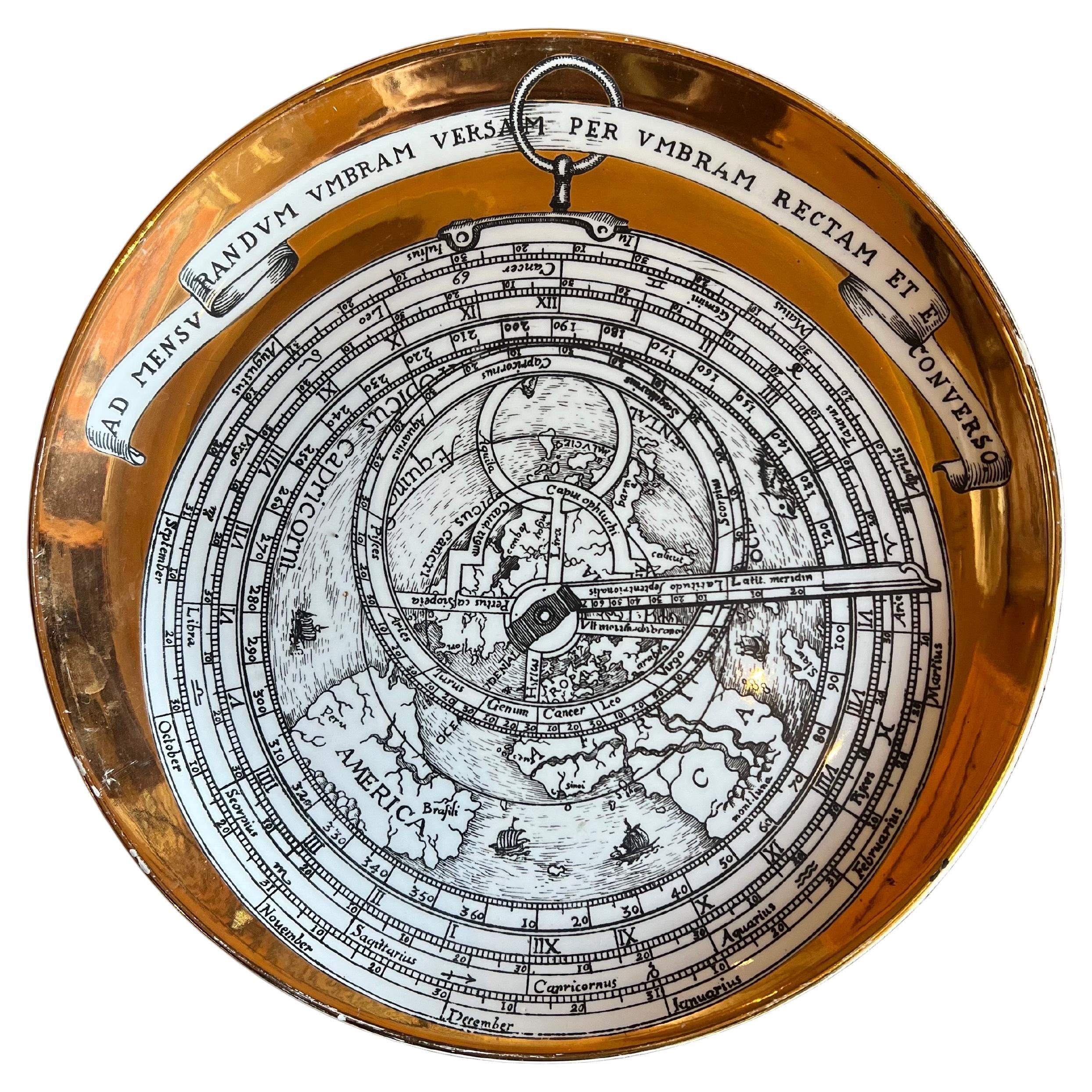 Vintage Piero Fornasetti Astrolabio Model 5 Porcelain Plate Italy