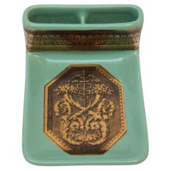Cendrier vintage Caduceus en porcelaine dorée Piero Fornasetti