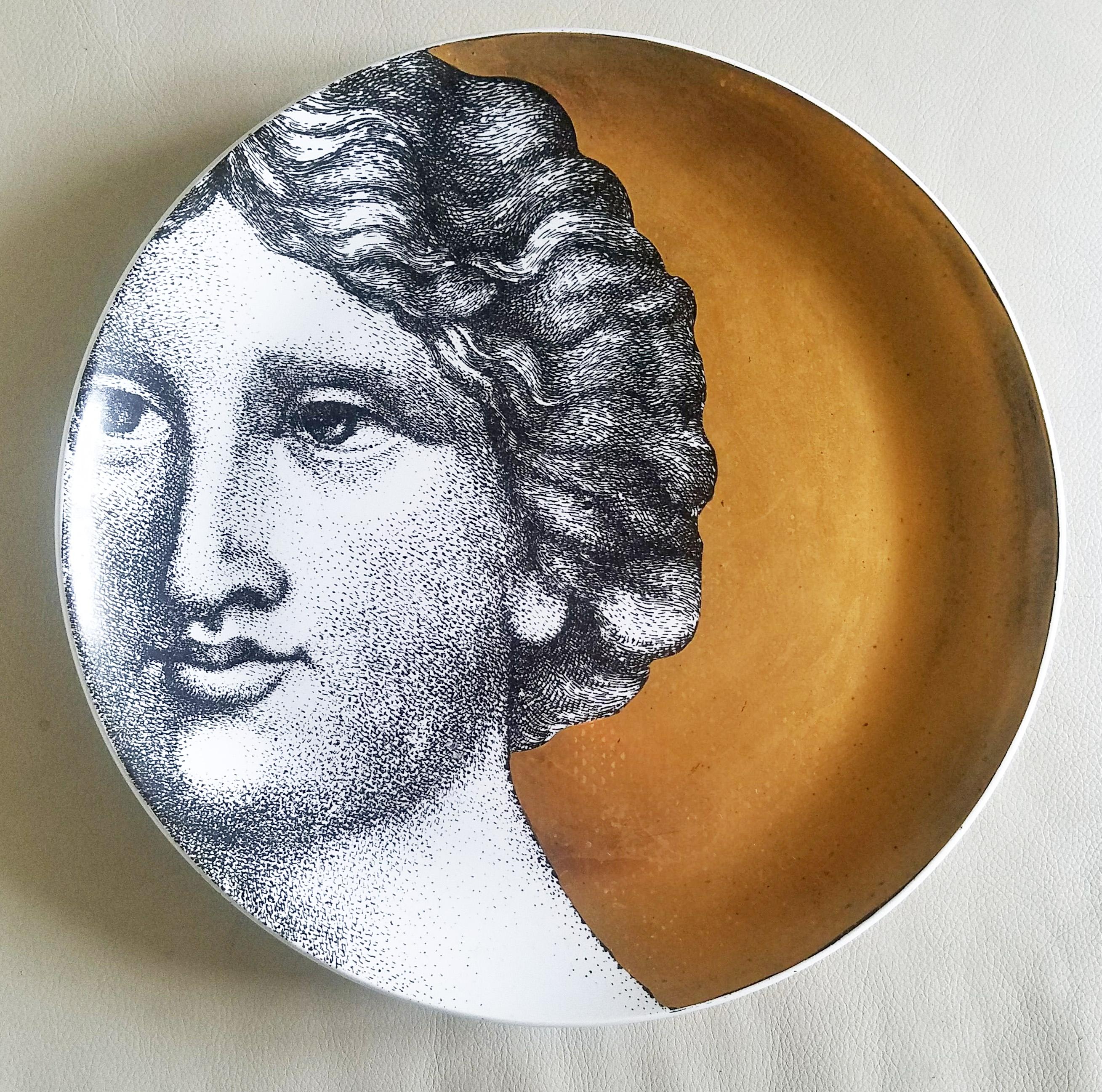 Vintage Piero Fornasetti Gold Eve Porcelain Plates, 1980s 2