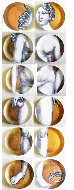 Vintage Piero Fornasetti Gold Eve Porcelain Plates, 1980s