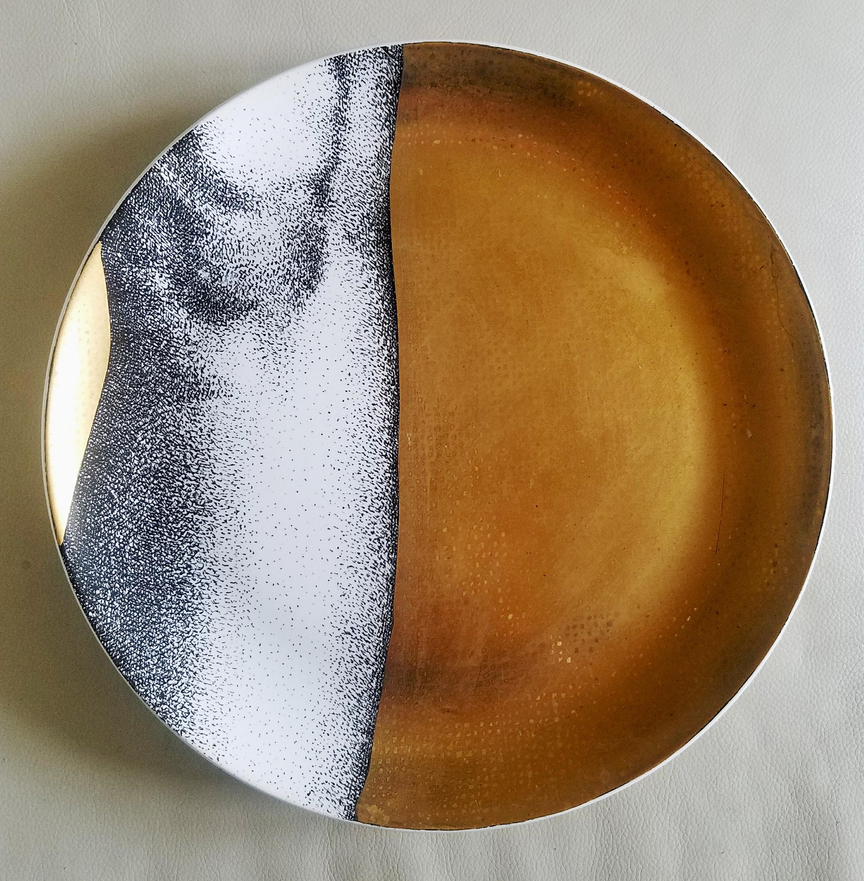 Late 20th Century Vintage Piero Fornasetti Gold Eve Porcelain Plates, 1980s