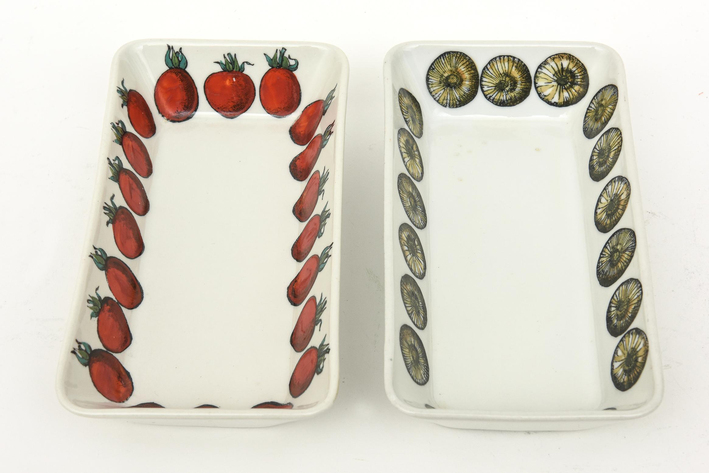 Vintage Piero Fornasetti Hallmarked Porzellan Rechteck servieren Schalen Paar von im Angebot 5