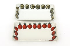 Vintage Piero Fornasetti Porcelain Serving Bowls Rectangular Pair Of Italy MCM