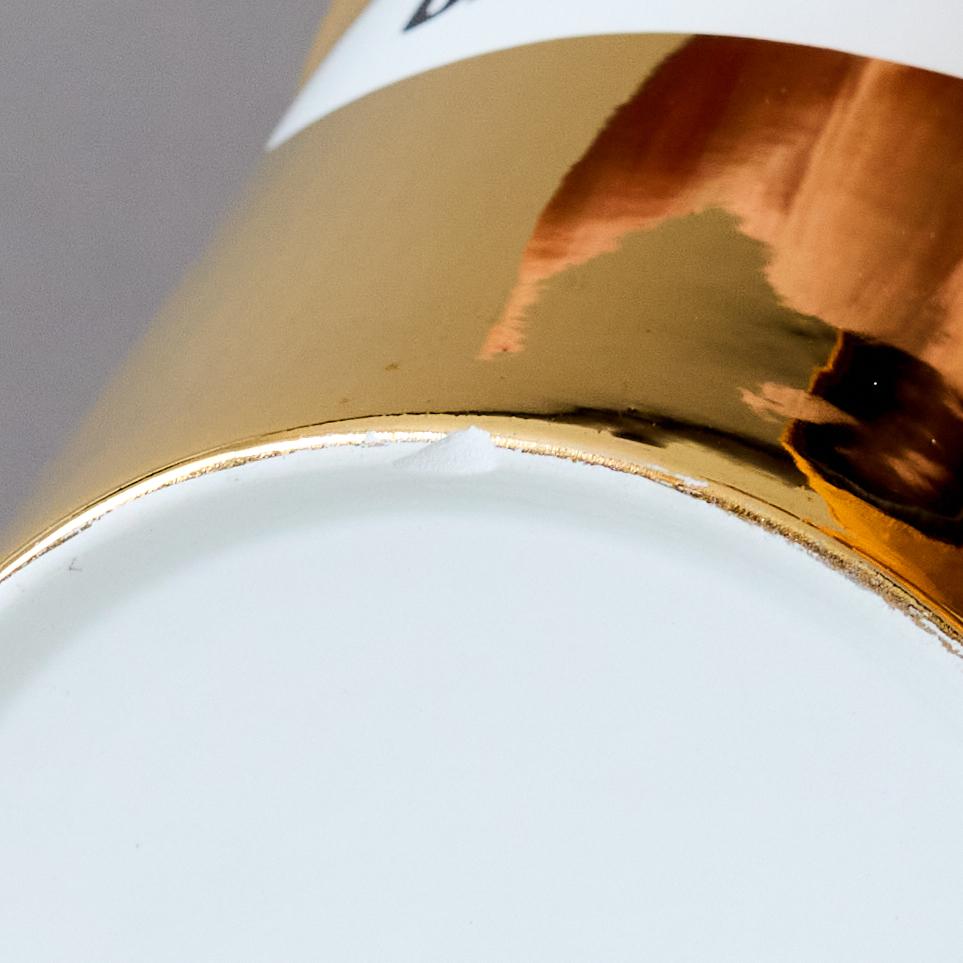 Vaso 'Caramelle' in ceramica dorata dipinta a mano di Piero Fornasetti, Italia, anni '60. in vendita 3