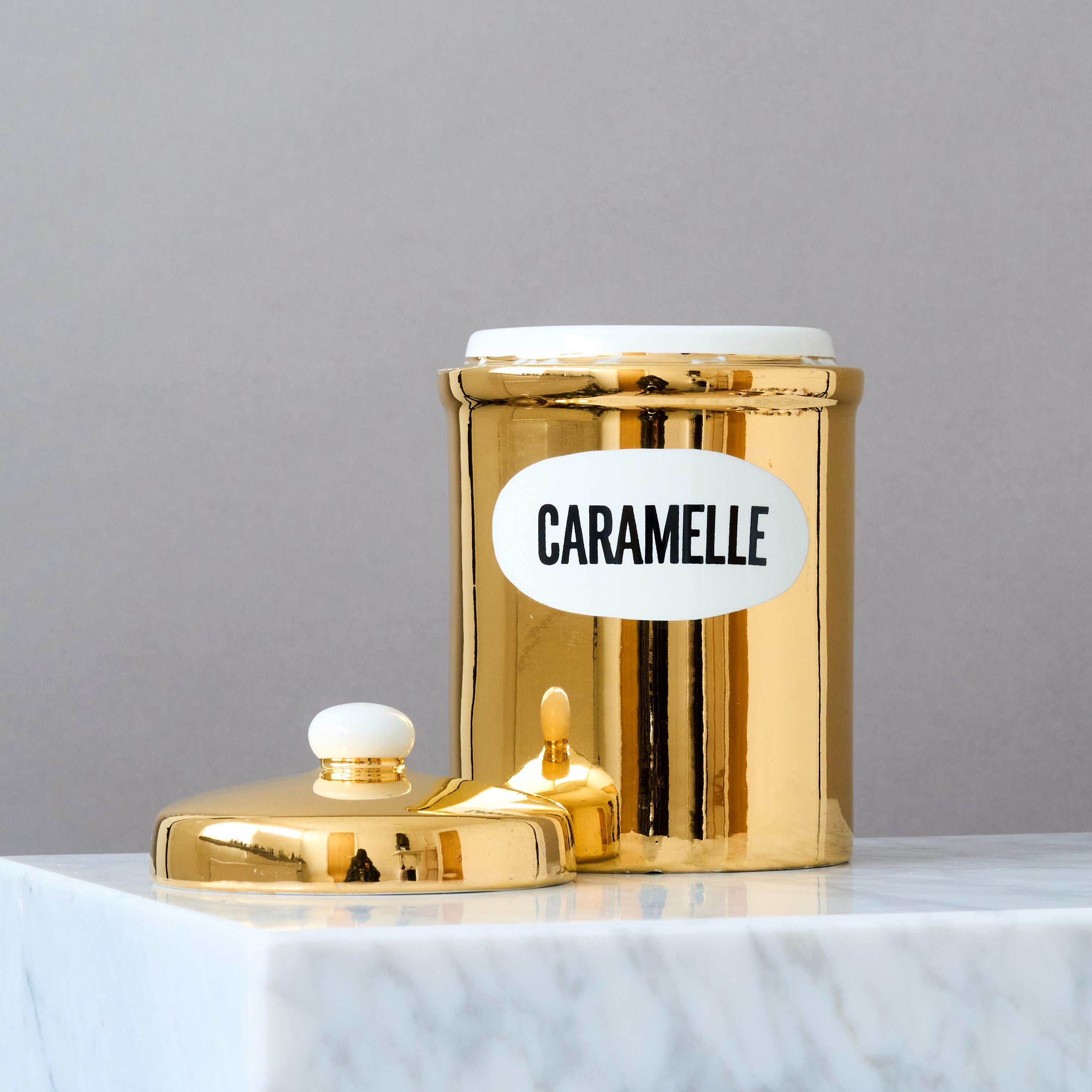 Mid-Century moderno Vaso 'Caramelle' in ceramica dorata dipinta a mano di Piero Fornasetti, Italia, anni '60. in vendita