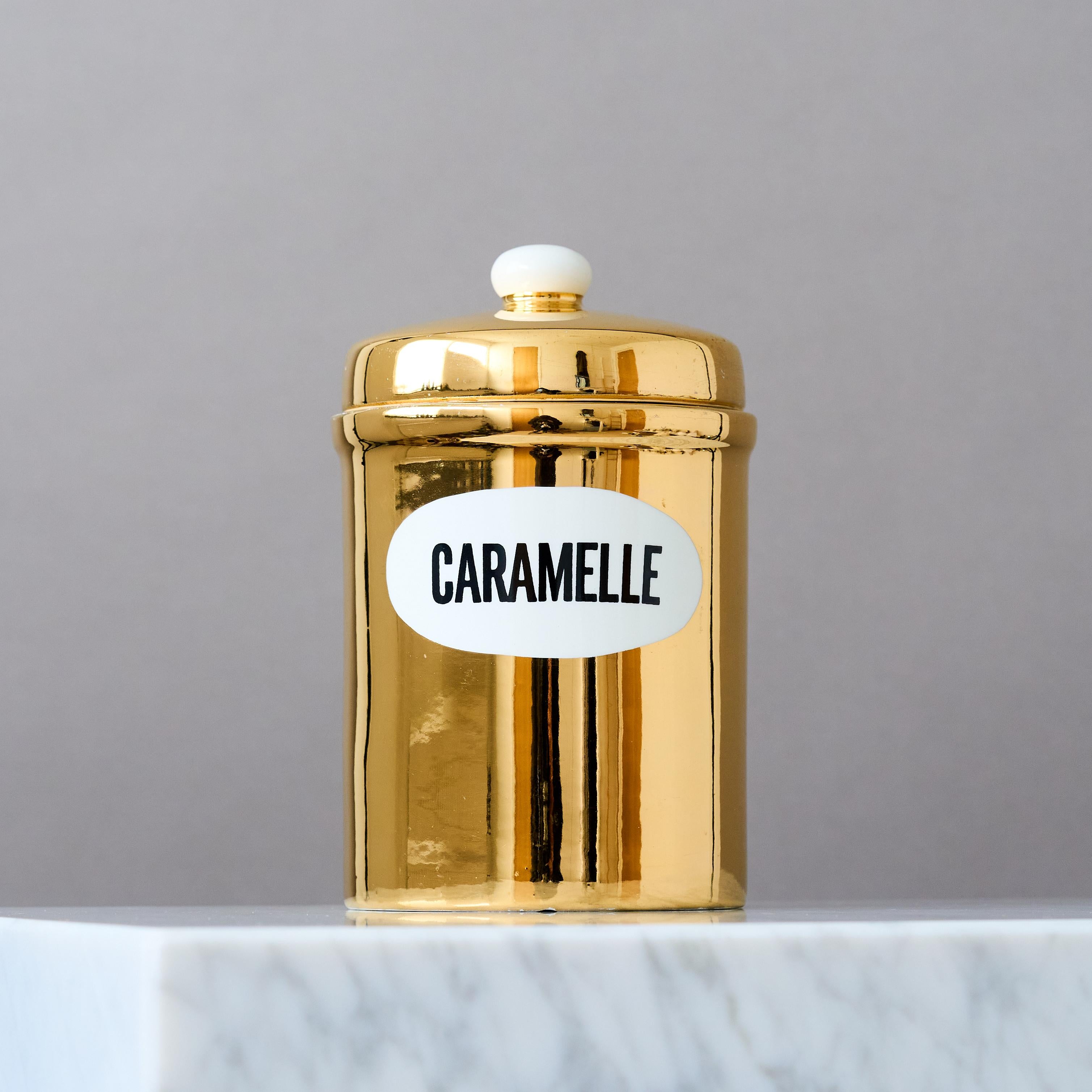 Vaso 'Caramelle' in ceramica dorata dipinta a mano di Piero Fornasetti, Italia, anni '60. In condizioni buone in vendita a Malmö, SE