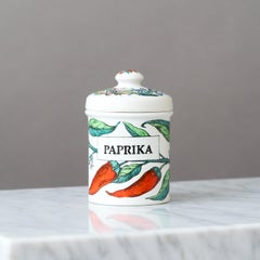 Vintage Piero Fornasetti Jarra de cerámica pintada a mano "Spezie", Italia Años 60