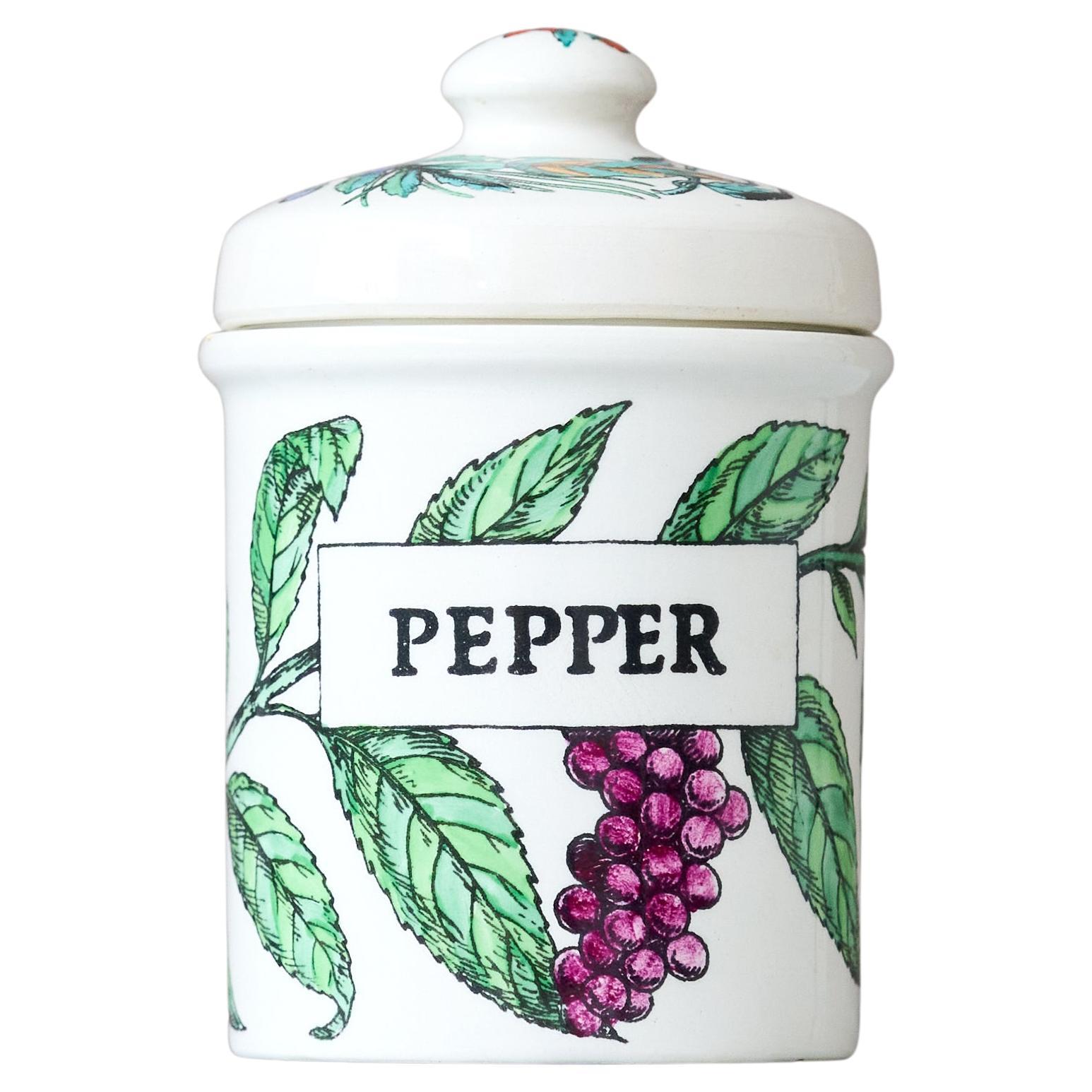 Vaso 'Spezie' in ceramica dipinta a mano vintage di Piero Fornasetti, Italia, anni '60