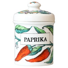 Vintage By Piero Fornasetti Handbemaltes Keramikgefäß "Spezie", Italien 1960er Jahre