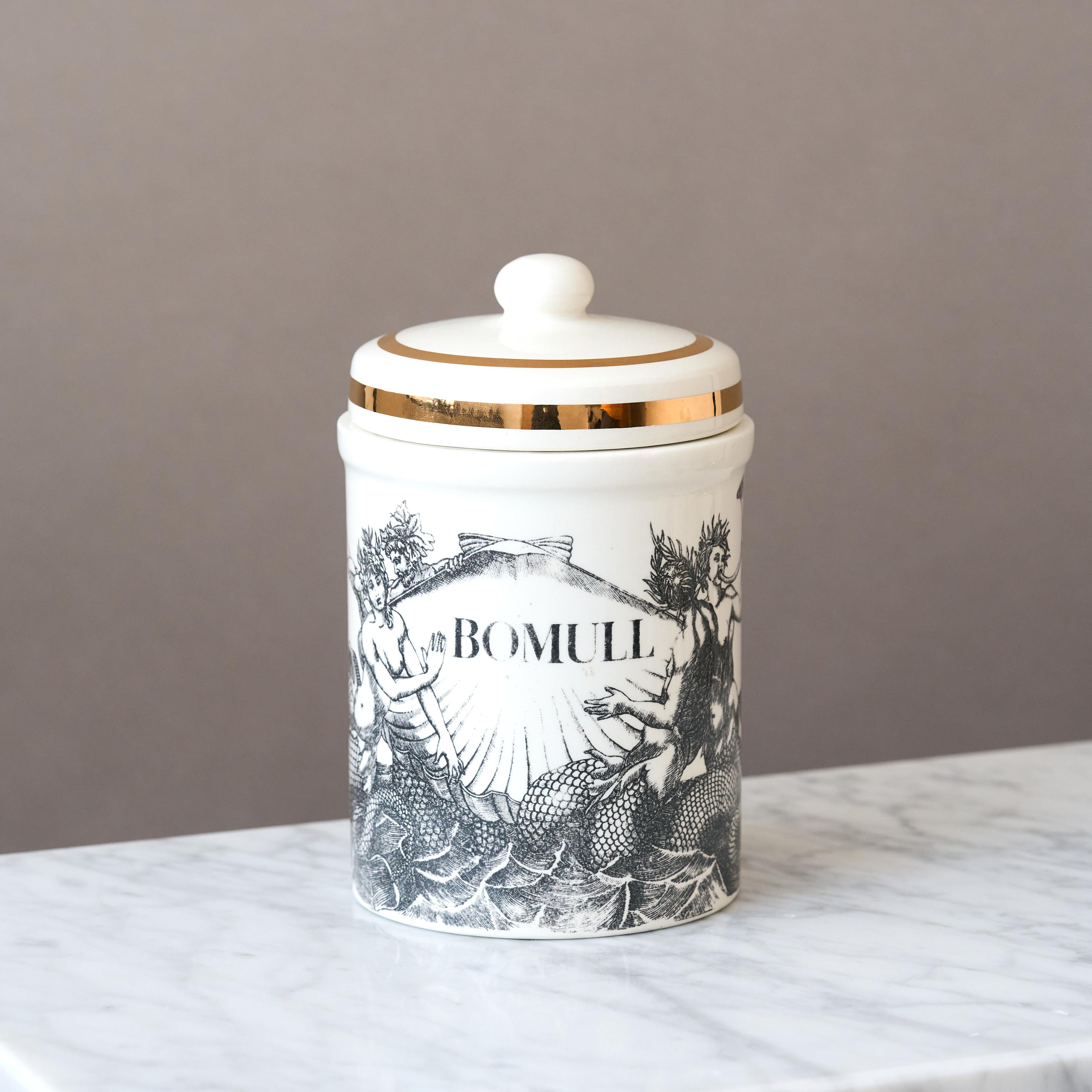 XX secolo Vaso in ceramica con coperchio dipinto a mano Piero Fornasetti, Italia, anni '60. in vendita