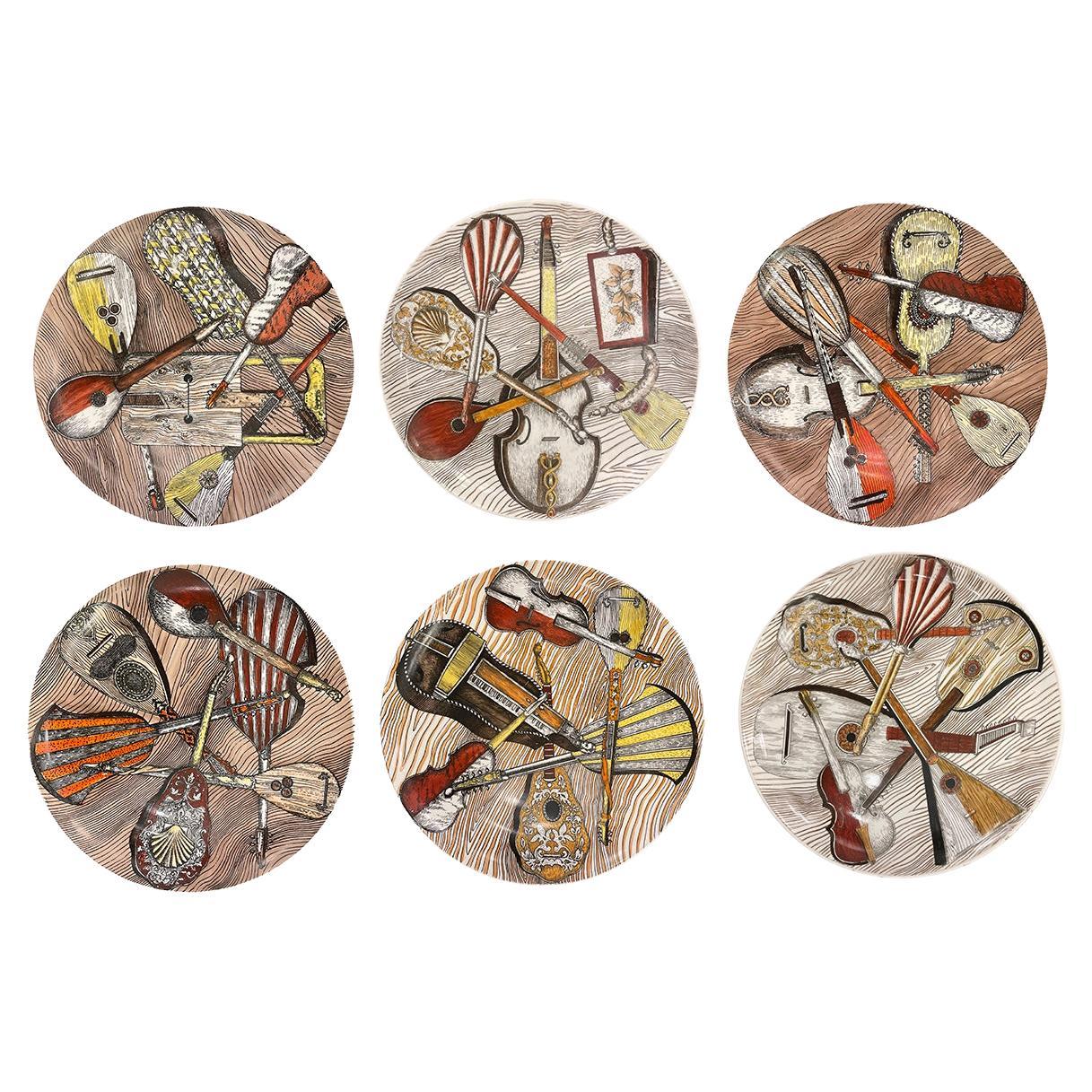 Vintage Piero Fornasetti Plates from the "Istrumenti Musicali" Series