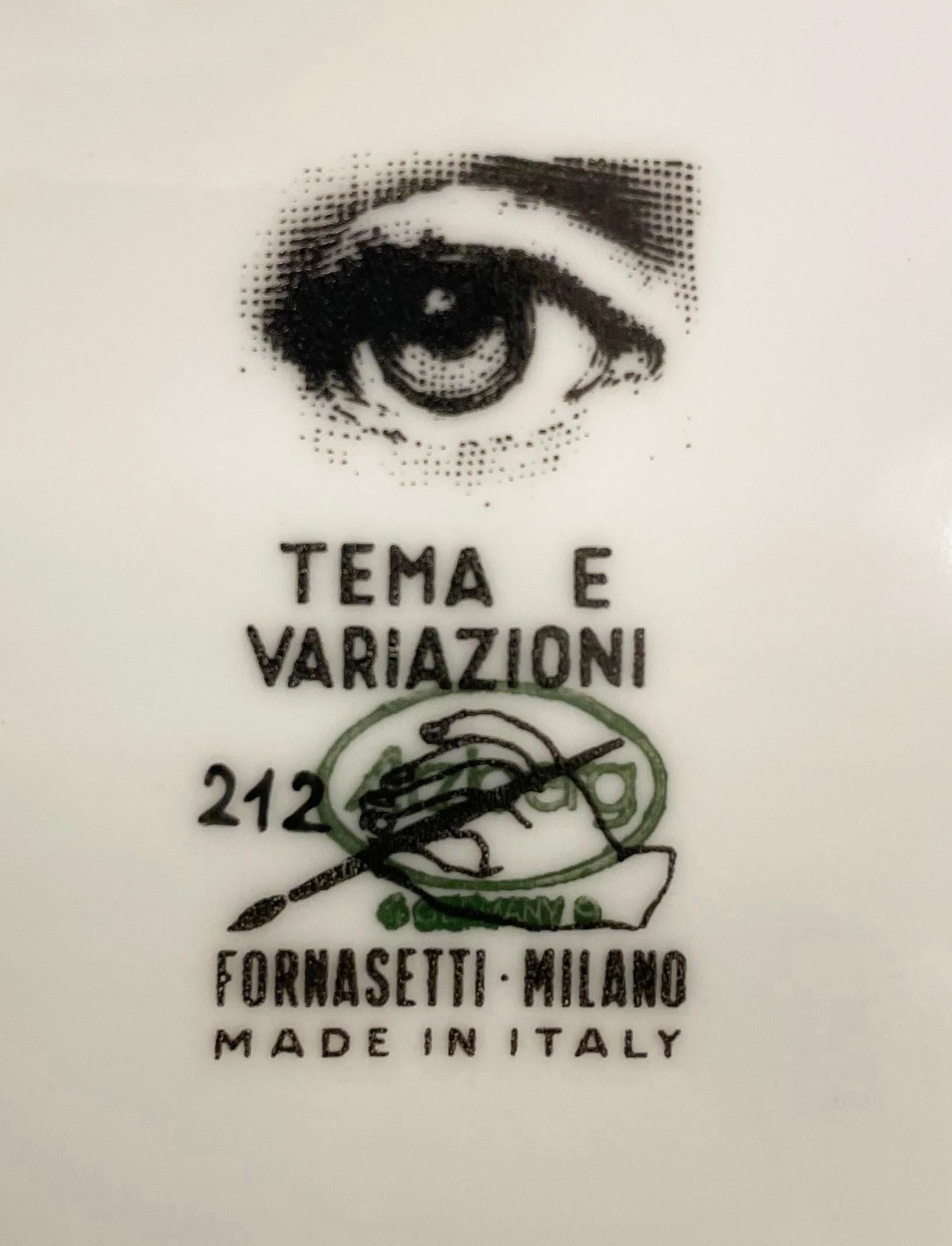 Assiettes vintage Piero Fornasetti de la série « Tema E Variazioni » en vente 3
