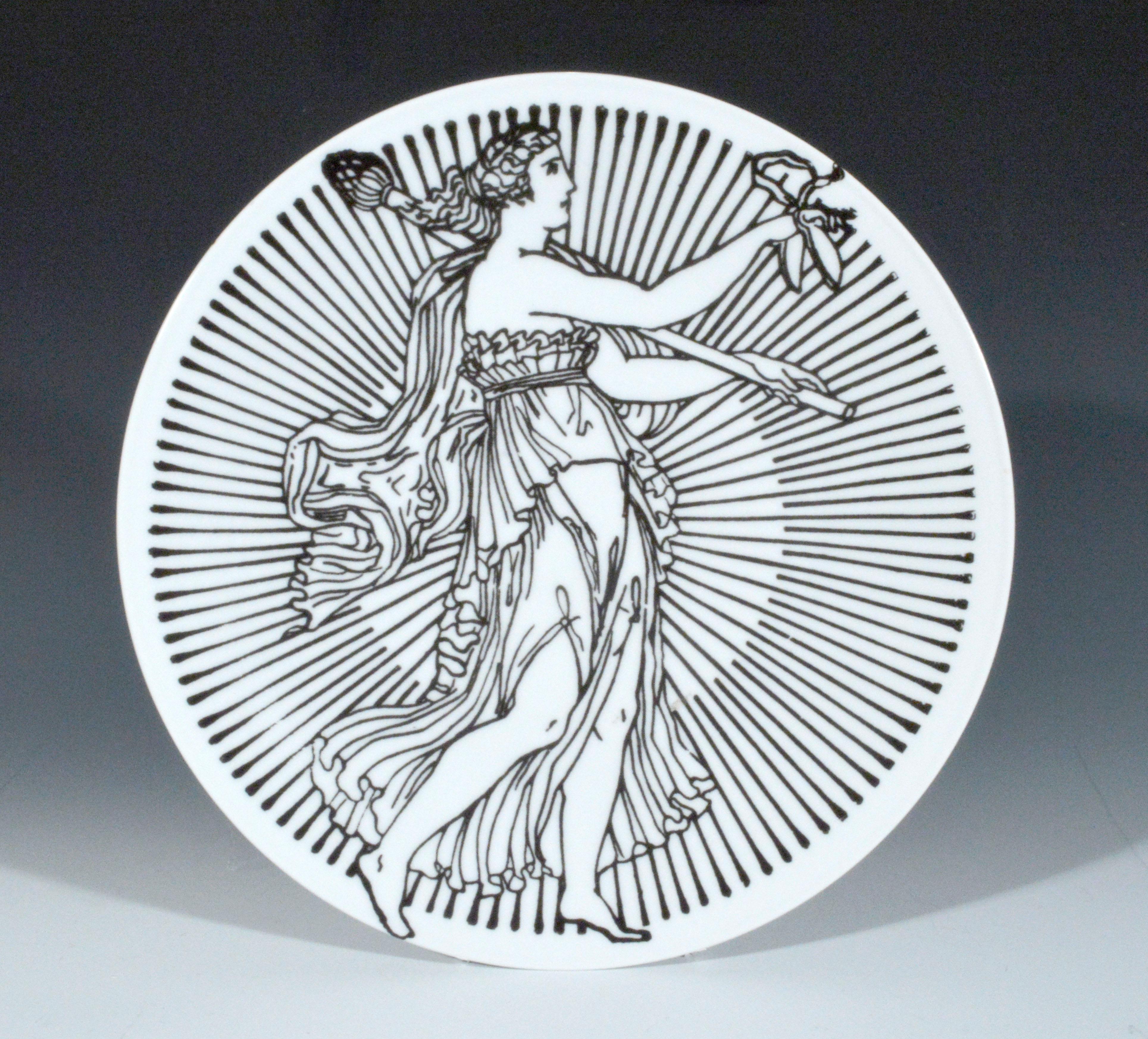 Vintage Piero Fornasetti Porcelain Large Baccanti Plate In Good Condition In Downingtown, PA