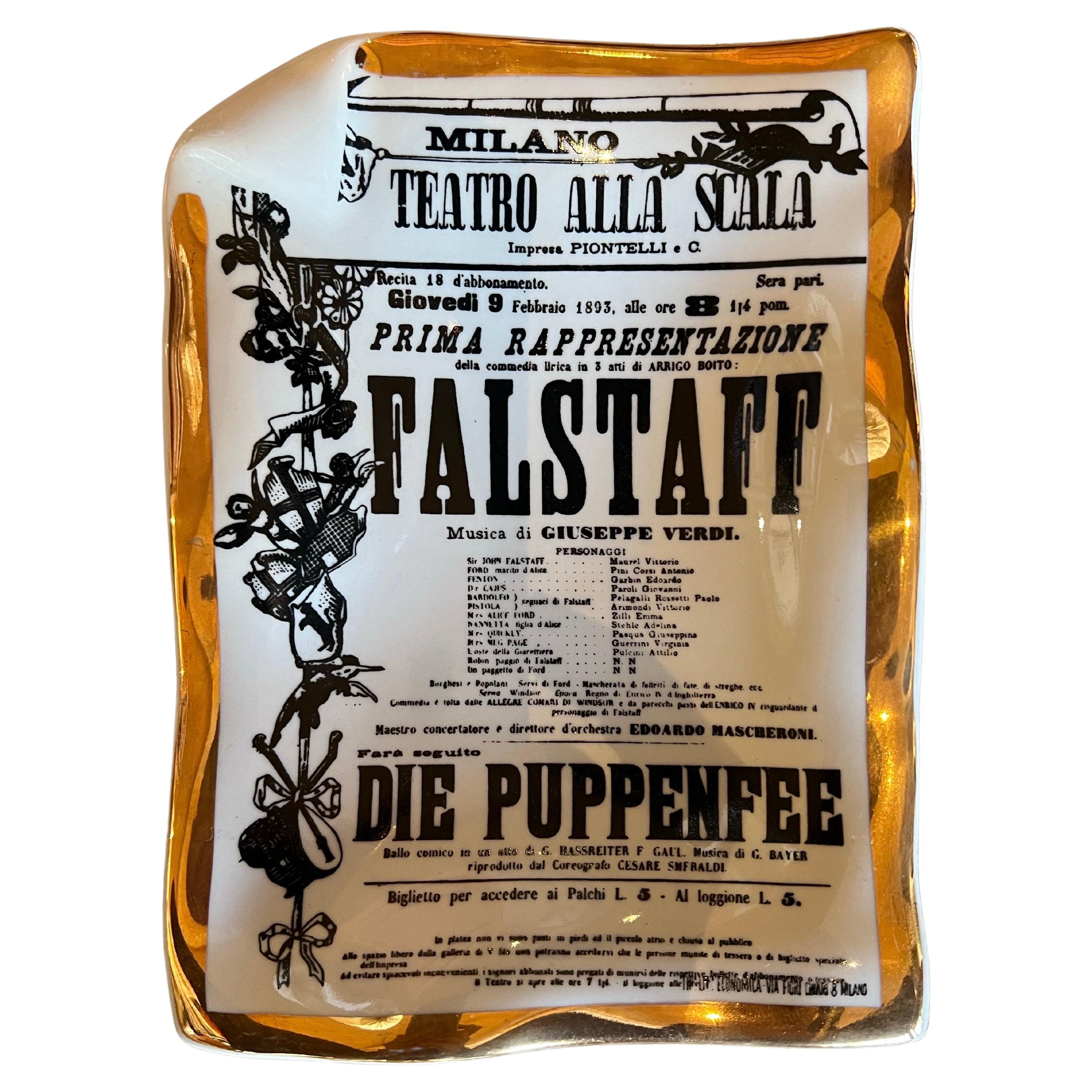 Vintage Piero Fornasetti Porcelain Trinket Dish Ashtray Falstaff Opera Italy