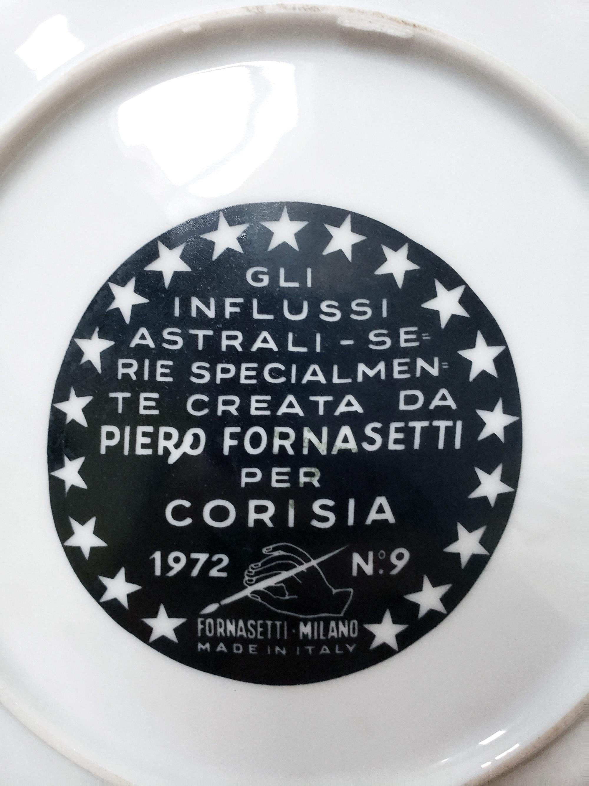 Mid-Century Modern Vintage Piero Fornasetti Porcelain Zodiac Plate, Aries, Dated 1972