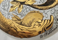 Vintage Piero Fornasetti Porcelain Zodiac Plate,  Astrological Sign of Pisces