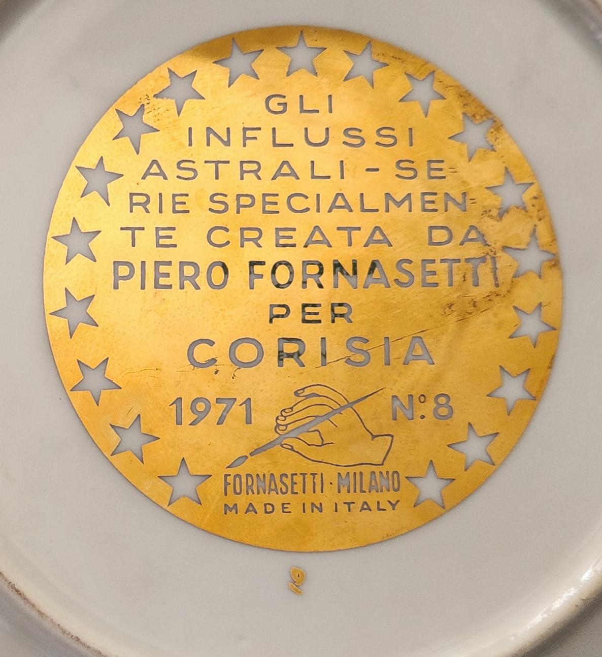 Vintage Piero Fornasetti Porcelain Zodiac Plate,  Astrological Sign of Pisces In Good Condition For Sale In Downingtown, PA