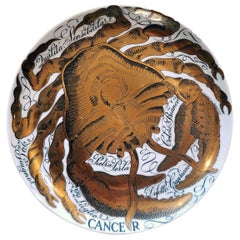 Vintage Piero Fornasetti Porcelain Zodiac Plate, Cancer, Dated 1974, Astrali Ptn