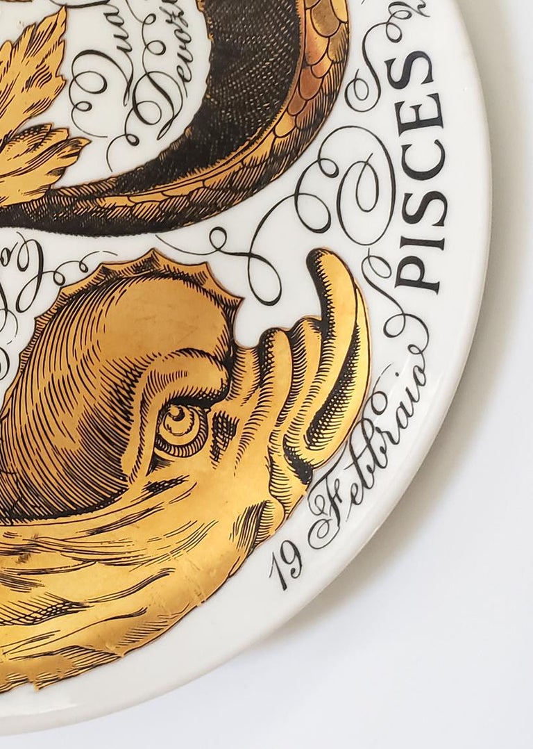 Vintage Piero Fornasetti Porcelain Zodiac Plate, Pisces, Astrali Pattern at 1stDibs